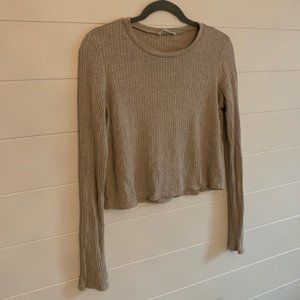 Reformation Jackie Top - Cropped Long Sleeve Ribbed Shirt